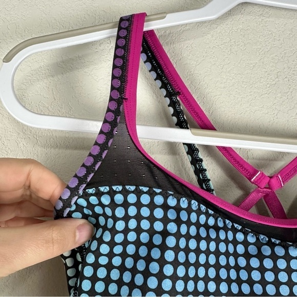 Lululemon Blue Pink Cosmic Dot Sweaty Endeavor Sports Bra Size 6 - Picture 2 of 5